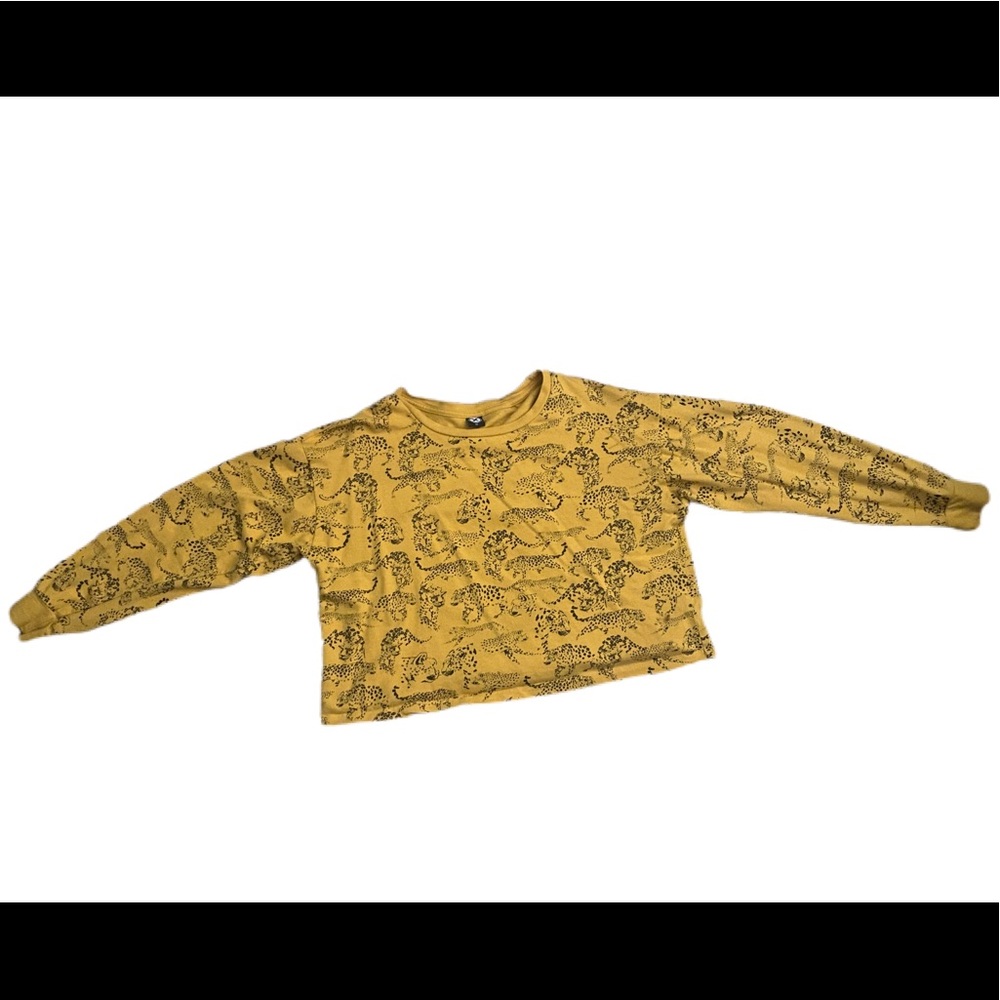 Yellow cheetah urban circle x crop sweater.